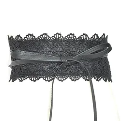 LEAYH Lady Lace Super Wide Belt Waist Bands Closure Belt Fashion Women Dress Bowknot Faux Leather Cummerbunds LEAYH Lady Lace Super Wide Belt Waist Bands Closure Belt Fashion Women Dress Bowknot Faux Leather Cummerbunds