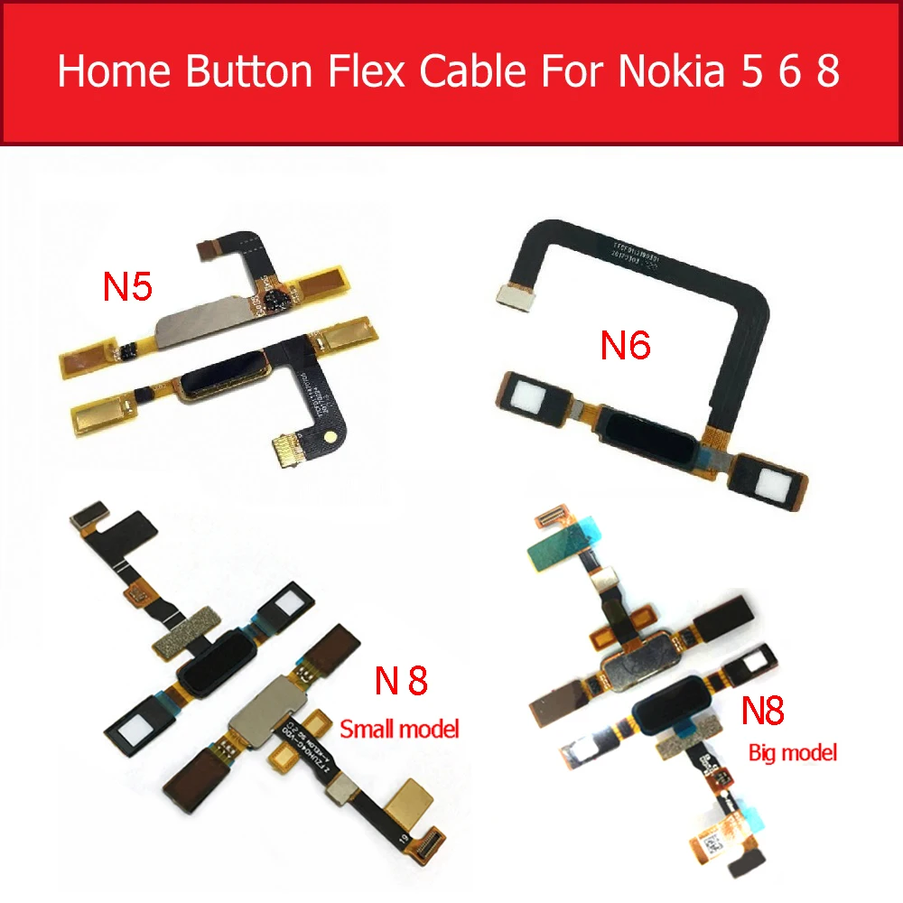 Home Button Fingerprint Sensor Flex Cable For Nokia 5 6 7 8 X5 X6 Menu Return Touch Sensor Flex Ribbon Repair Parts Replacement