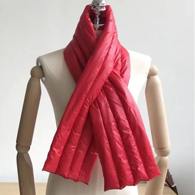Пуховый шарф для женщин и мужчин зимние шарфы зимние мягкие теплые для худой шеи головной шарф крестовые кольца 170*20 см - Цвет: Красный