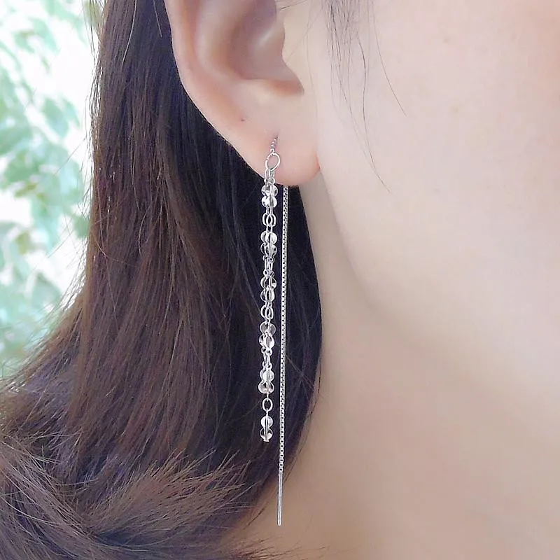

Sterling Silver Long Chain Silver Earrings 925 Silver Fruit Real Star Fairy Girl Earring Tassel Long Earrings Line ear chain