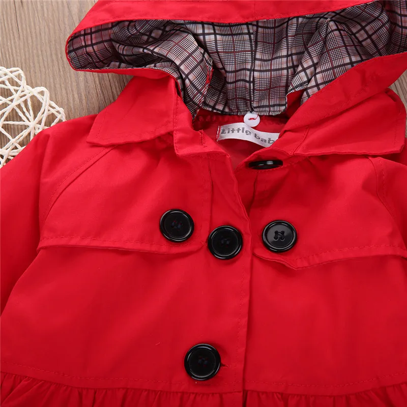 PUDCOCO/длинный плащ с капюшоном для девочек 2-7 лет; плащ-дождевик; тонкая куртка-парка; Верхняя одежда; теплое пальто