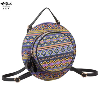 

New Unique Bohemian Women Hat Backpack Bag Lady Girl PU Leather Mini Backpacks Travel National Women's Bags free shipping