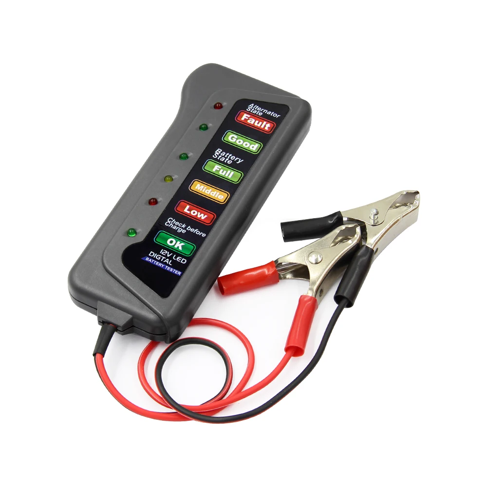 12 В Автоматический цифровой тестер батареи генератор батарея уровень Монитор 6 светодиодный светильник дисплей для авто диагностический инструмент