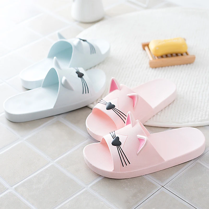 

Summer Women Slippers Cute Cartoon Cat Indoor Bathroom Animal Slipper Slides Designer Flip Flops Soft Shoes S2681