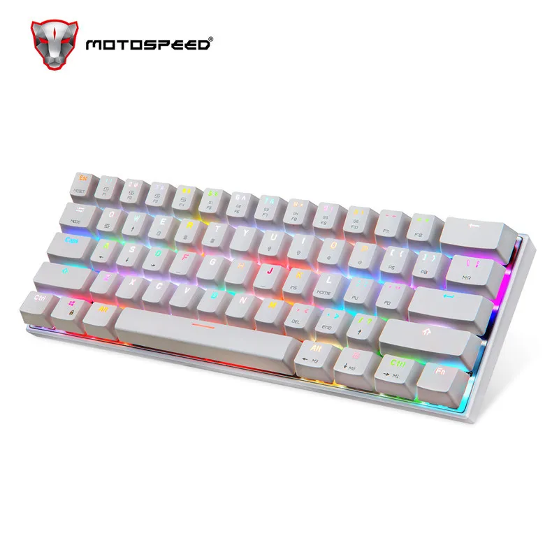 Motospeed CK62 Bluetooth wireless wired gaming mechanical keyboard 61 Keys RGB LED Backlit For Android IOS Mac OS Windows