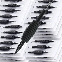 10 шт стерильные одноразовые стерильные иглы с черной ручкой размер 5F Однорядный прямой иглой картина тела