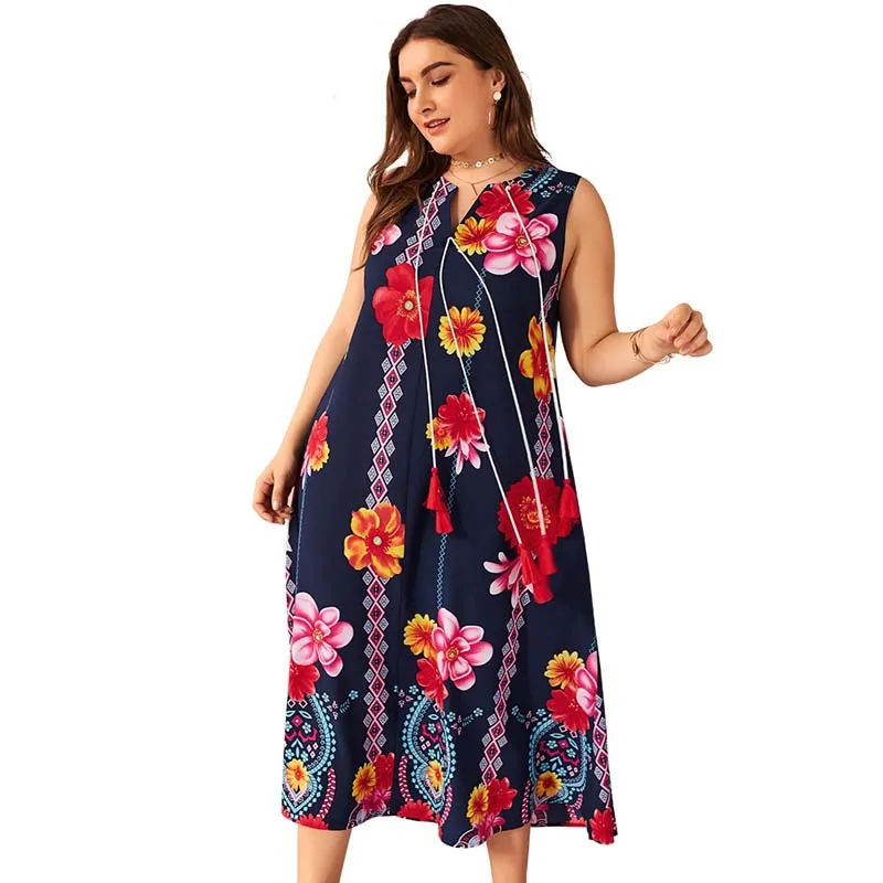Maxi Floral Dress Women Big Size 2019 Summer Elegant Party Ladies Fat Plus Beach Long Print Dresses Womens4XL | Женская одежда