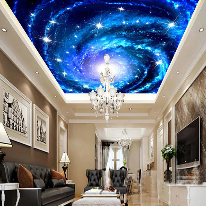 Us 8 26 54 Off Galaxy Nebula Photo Ceiling Wall Mural For Living Room Kids Room Wall Decor Non Woven Custom Size Shining Stars 3d Wallpaper In
