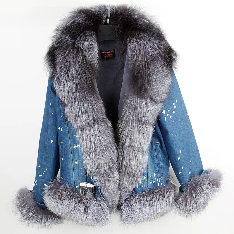 MaoMaoKong, натуральный мех, женская короткая парка, пальто, зимняя куртка, натуральный Лисий мех, пальто, Толстая теплая меховая парка - Цвет: 10