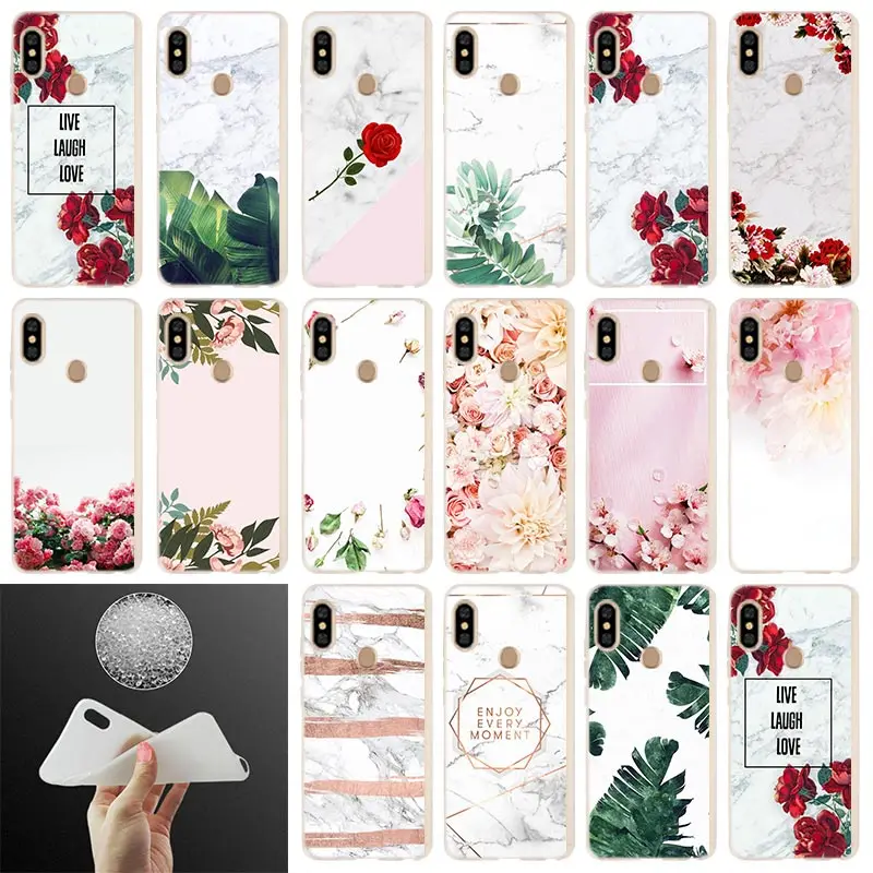 

Fashion Cover Phone Case For Xiaomi Redmi Note 7 6 5 4x redmi 7 6pro 6a s2 5a 4a 4x 5plus 7A White marble and flowers floral