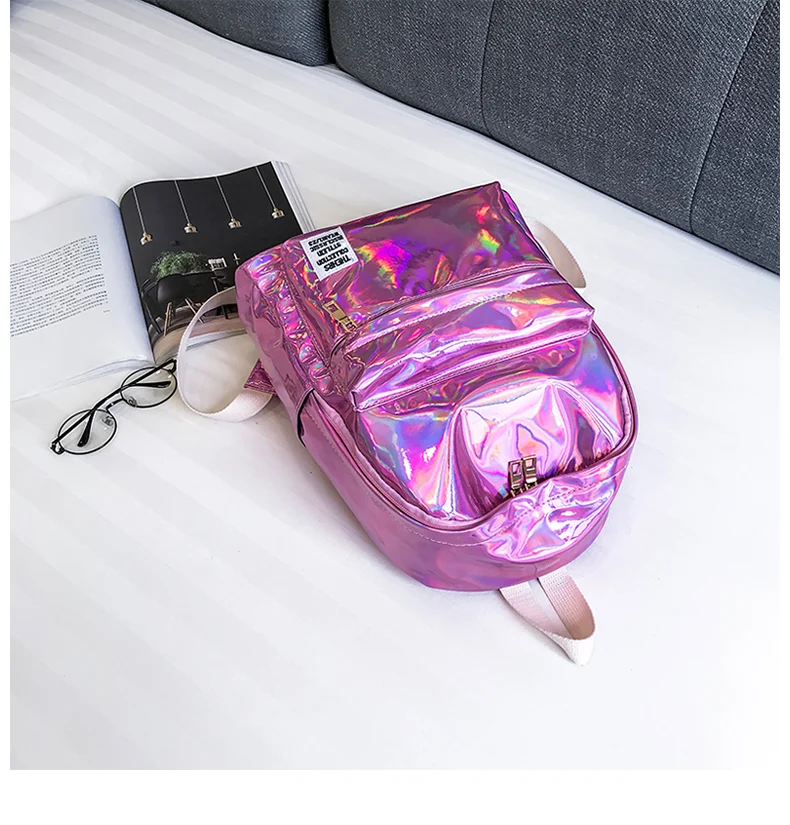 Голографический Блестящий женский рюкзак для девочек, школьная сумка, серебристый рюкзак для книг, рюкзак для колледжа, Mochilas Mujer XA398WB