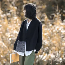 Женское повседневное лоскутное Свободное пальто с рукавами летучая мышь Женская Ретро винтажная верхняя одежда пальто куртки женские осенние пальто