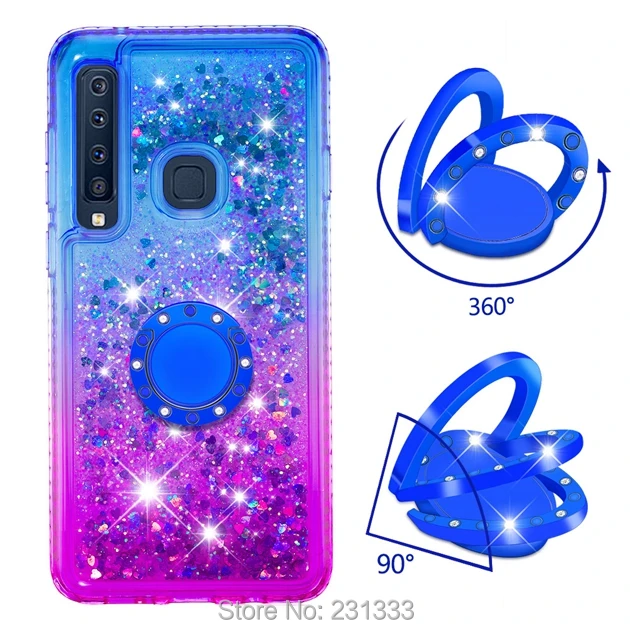 

C-ku Liquid Quicksand Glitter Diamond Soft TPU Case For Samsung Galaxy J4 J6 A9 A7 J3 J7 A6 PLUS 2018 Ring Stand Cover Skin 1pcs