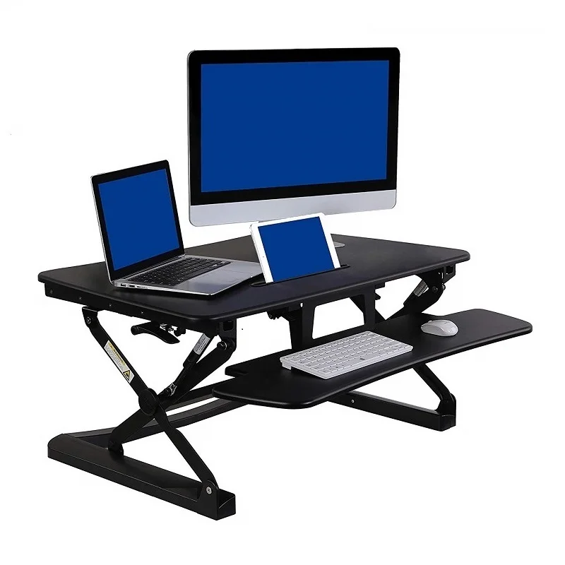

Height Adjustable Standing Desk Riser Sit Stand Up Desk Converter with wider keyboard tray