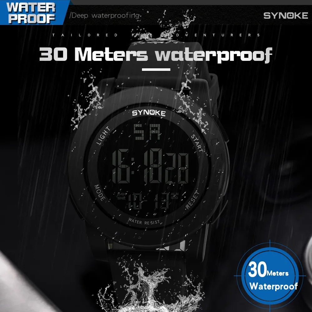 

SYNOKE Men's Multi Function Military Sports Watch Silicone Waterproof LED Digital Watch For Men Clock Man Masculino