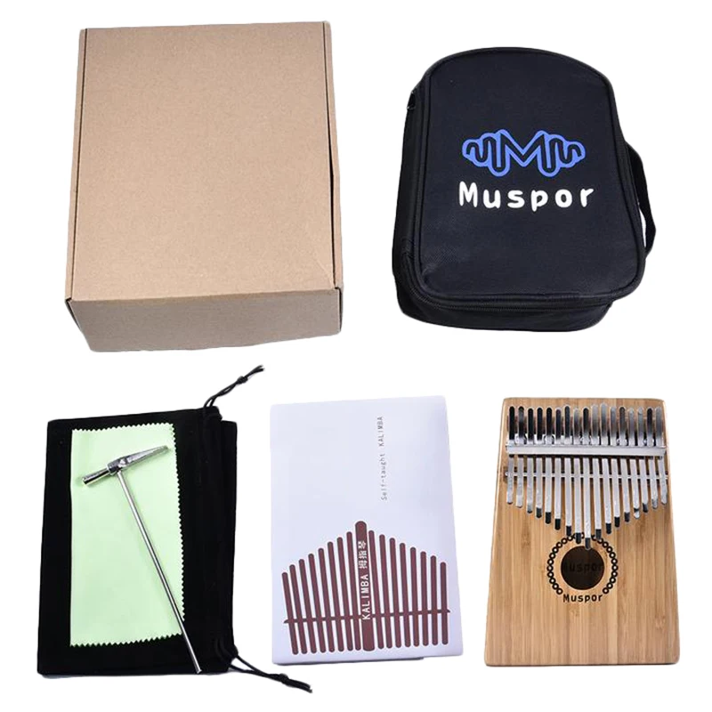 

Muspor 17 Key Kalimba Bamboo Thumb Piano Finger Mbira With Case Bag Xmas Gift