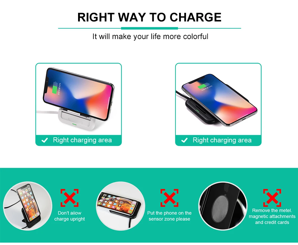 PORTEFEUILLE 7.5W Qi wireless fast For iphone 8 plus X XR XS MAX charger double metal 10W For SamsungS6 S8 S9 chargeur induction (6)