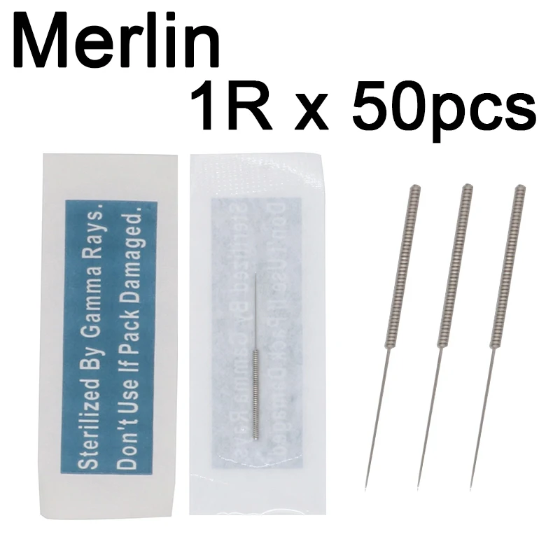 

Original 50pcs 1RL Merlin Tattoo Needles For Permanent Makeup Needles Eyebrow Lip Design Deluxe Biotouch Merlin Tattoo Machines