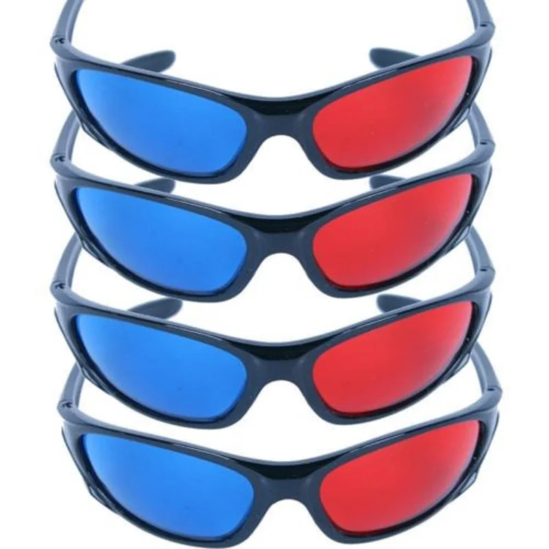 5x Black Frame Red Blue font b 3D b font font b Glasses b font For