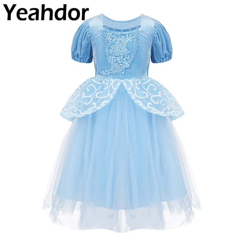 

Kids Girls Short Puff Sleeves Fairy Tale Princess Fancy Dress Birthday Party Dress Halloween Dress Up Cosplay Costume Prom Gown