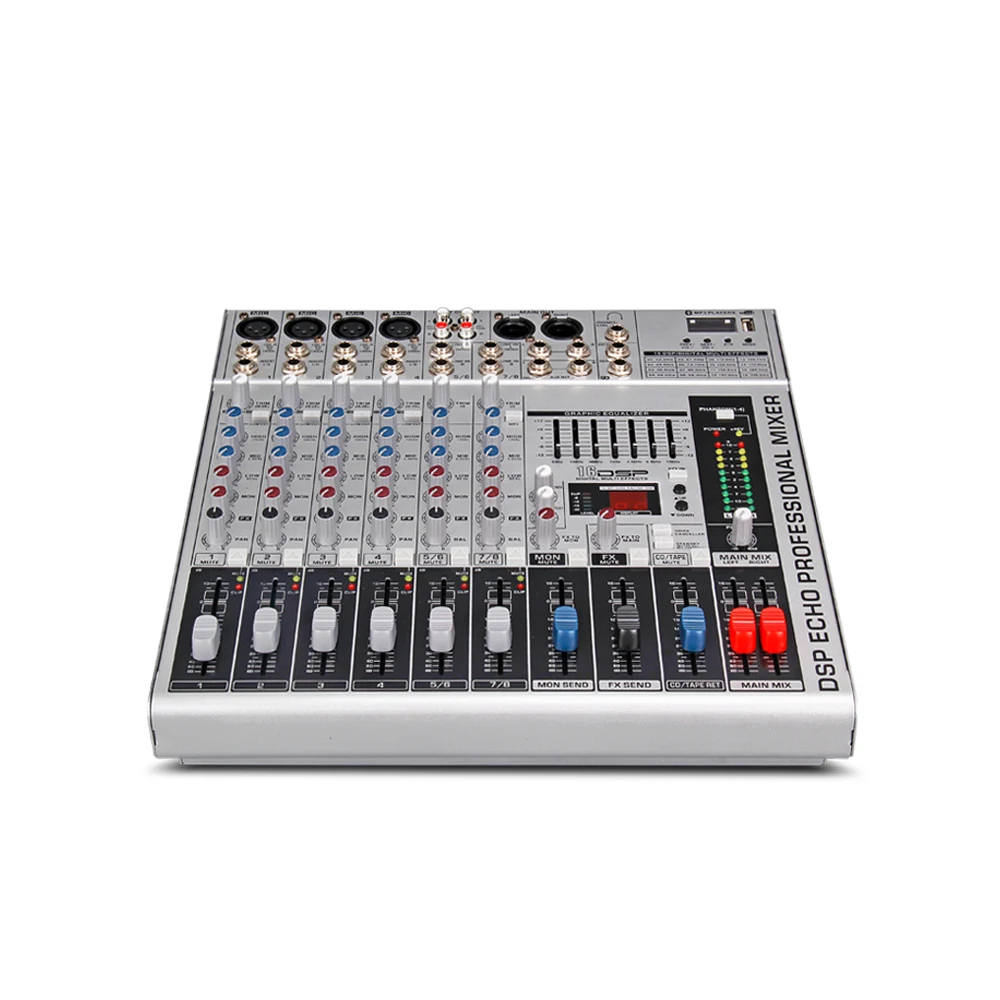 G-MARK GMX800 Профессиональное аудио Смеситель консоли музыка dj Studio 8 каналов 4 моно 2 стерео 7 бренда эквалайзер 16 эффект USB play