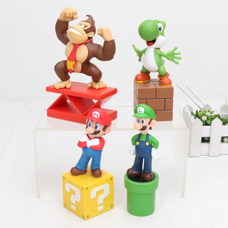 

13cm 4 styles Super MARIO Bros Action Figure Model Toy Donkey Kong Yoshi Luigi Mario PVC dolls Toys