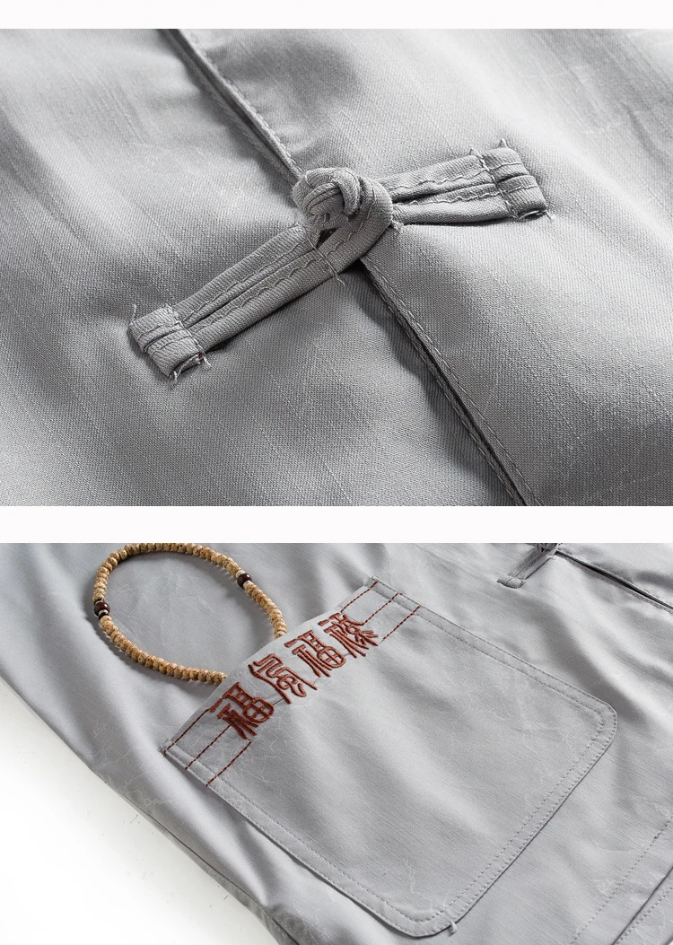 WAEOLSA Summer Men Slik 2pcs Pants Sets Gray Blue Orienal Twinset Man Tang Tunic Shirt And Trouser Suit Set Embroidery Ensemble Homme (10)