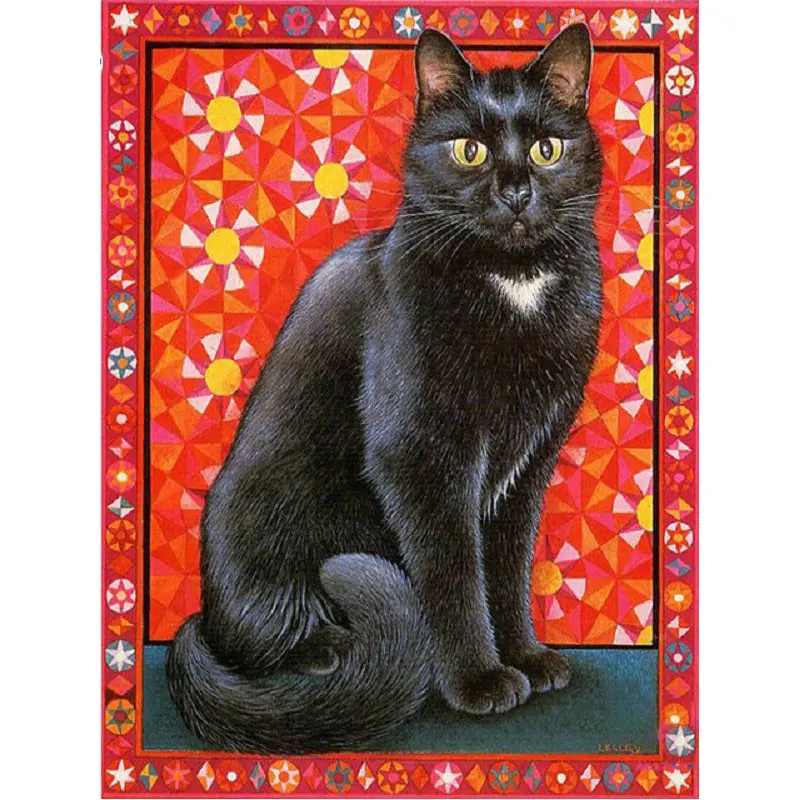 DIY Diamond Painting Cross stitch Black cat Needlework 5d rhinestone art Rhinestone full square Diamond embroidery pattern