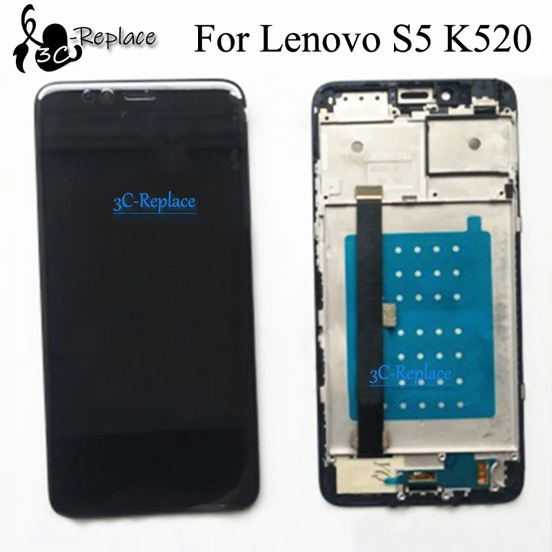 

Original Black 5.7 inch For Lenovo S5 K520 LCD DIsplay + Touch Screen Digitizer Assembly Replacement parts With Frame