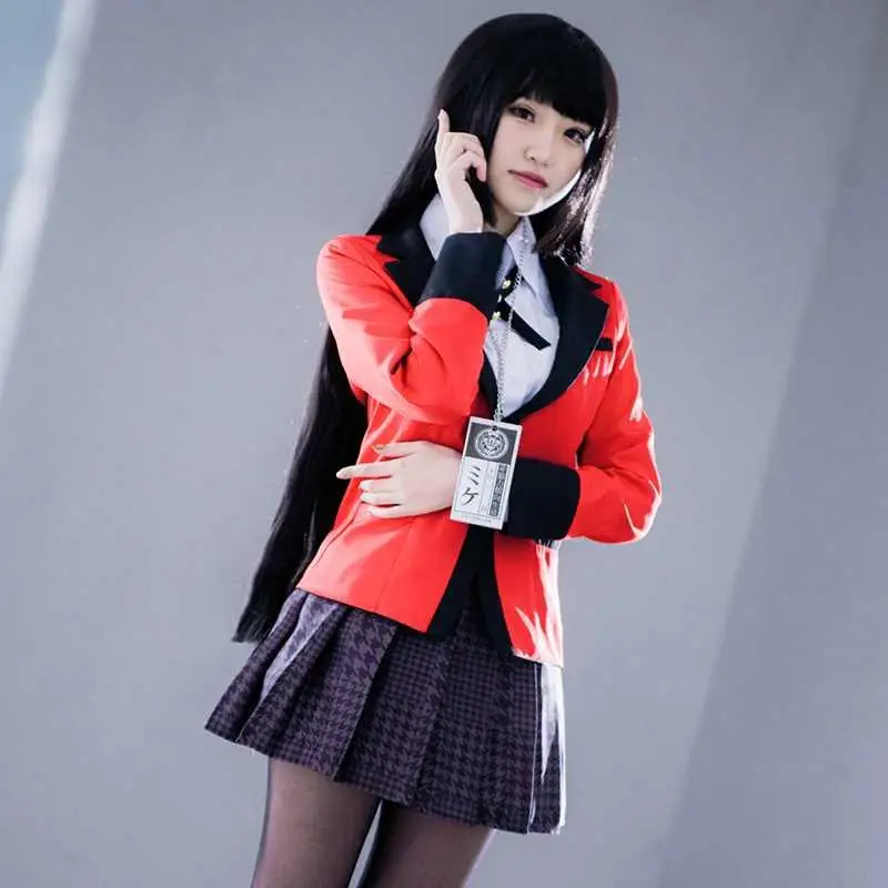 Details about   Kakegurui Jabami Yumeko Cosplay Costume Uniform School Miniskirt Skirt Coat
