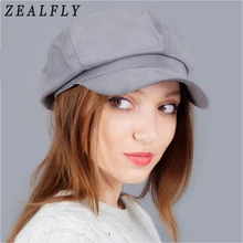 Серые замшевые однотонные газетные кепки для мужчин и женщин, теплые Полиэстеровые Восьмиугольные шляпы для осени и зимы, унисекс, повседневный берет, Toucas