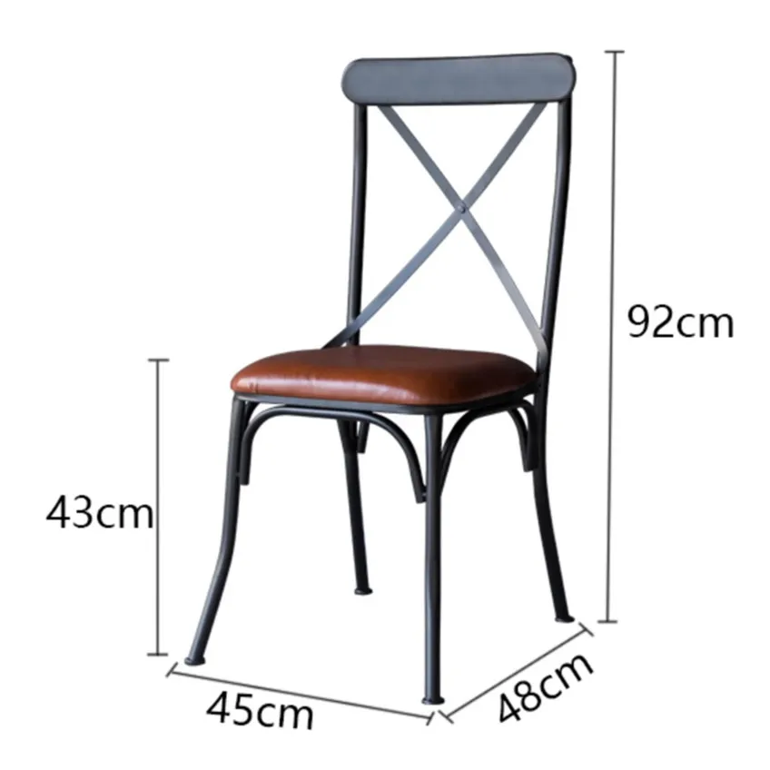 INDUSTRIAL RETRO RUSTIC URBAN FRENCH BISTRO STYLE METAL DINING CHAIR SEAT CROSS BACK CAEF RESTAURANT DINING ROOM FURNITURE