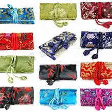 Блестящее украшения дорожная сумка Смешанная парча ткань рулон чехол, футляр для переноски 10 шт цвет случайный