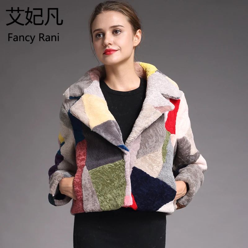 

Fashion Genuine Sheepskin Fur Coats for Women Winter Warm Wool Coat Female Noble Patchwork Warm Sheep Shearing Jacket Outwear
