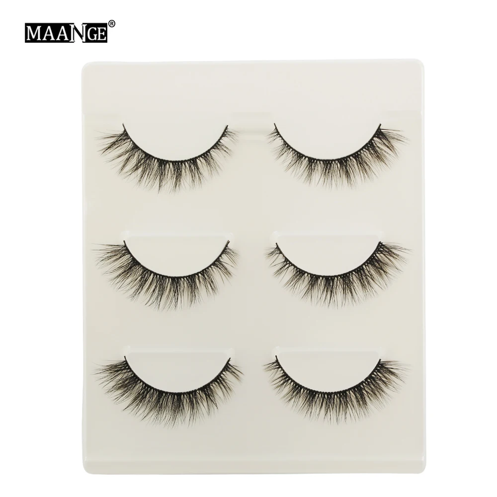 

MAANGE 3 Pairs Manual Short False Eyelashes 3D Multi-layer Cross Messy Natural Eye Lashes Daily Dating Makeup Fake Eyelashes
