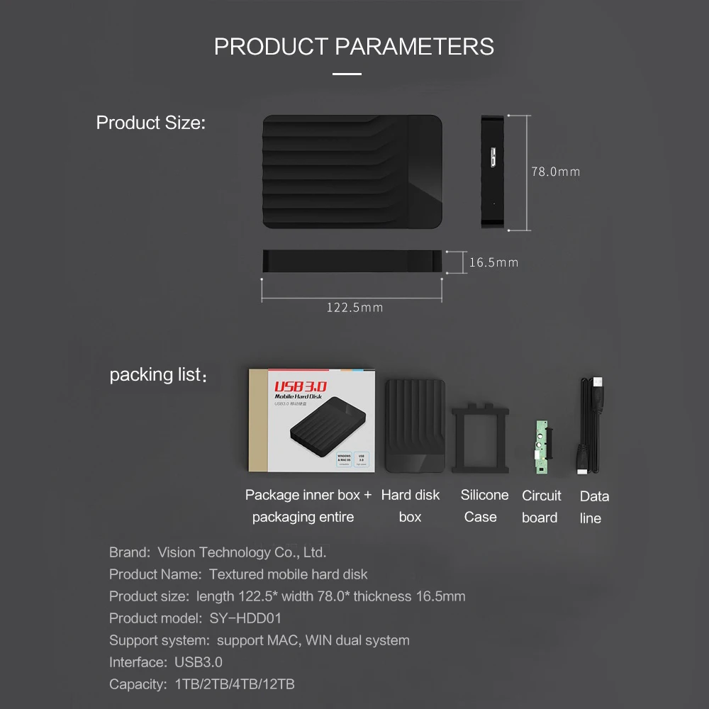 Корпус HDD 2,5 тонкий портативный SATA к USB 3,0 адаптер HDD корпус Тип C 3,1 USB внешний жесткий диск чехол для окна/Макс/Linux