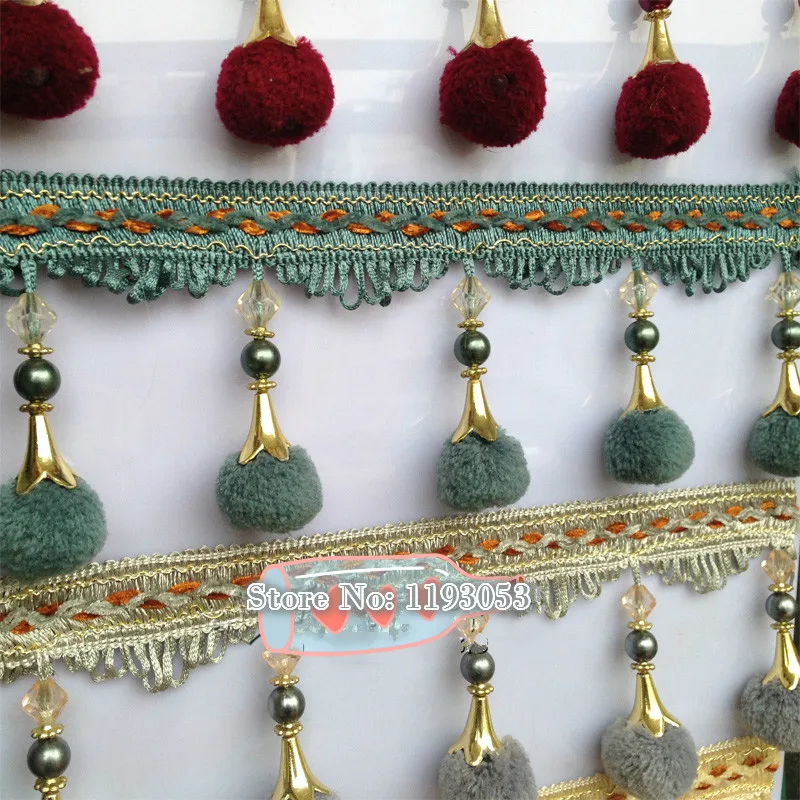 

12Yard/Lot European Lace Tassel Fringe Hair Ball Curtain Sofa Tablecloth Bayberry Flocculus Lace Trim Diy Decoration