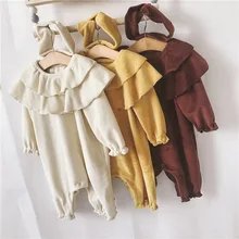 Осенние и зимние корейские шорты для маленьких девочек милые детские комбинезоны с оборками модная детская одежда повязка на голову