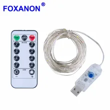 Foxanon праздник освещения светодиодный свет шнура USB Порты и разъёмы DC5V гирляндой лента с 13 кнопок пульта дистанционного управления Luces светодиодный Декор для дома