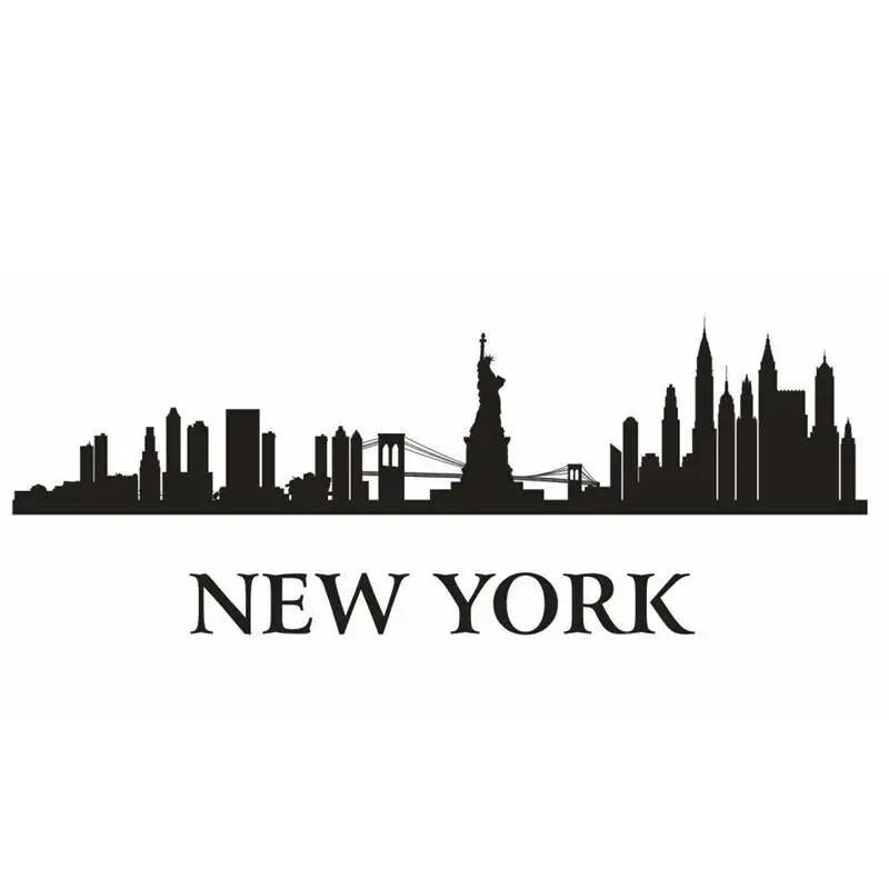 

NEW YORK City Decal Landmark Skyline Wall Stickers Sketch Decals Poster Parede Home Decor Sticker