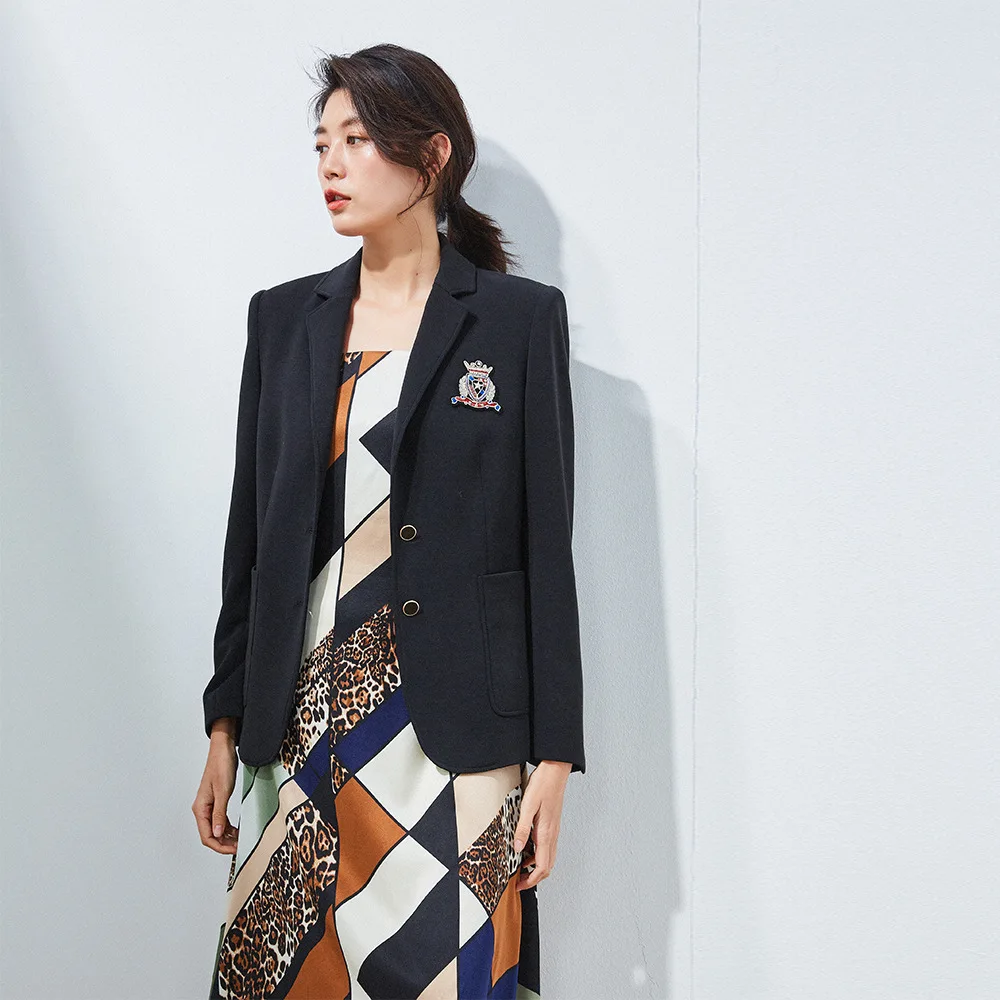 2019 Early Spring New Knitted Lapel Badge Small Suit Casual Coat Button  Single Breasted Women Jackets and Coats Suit