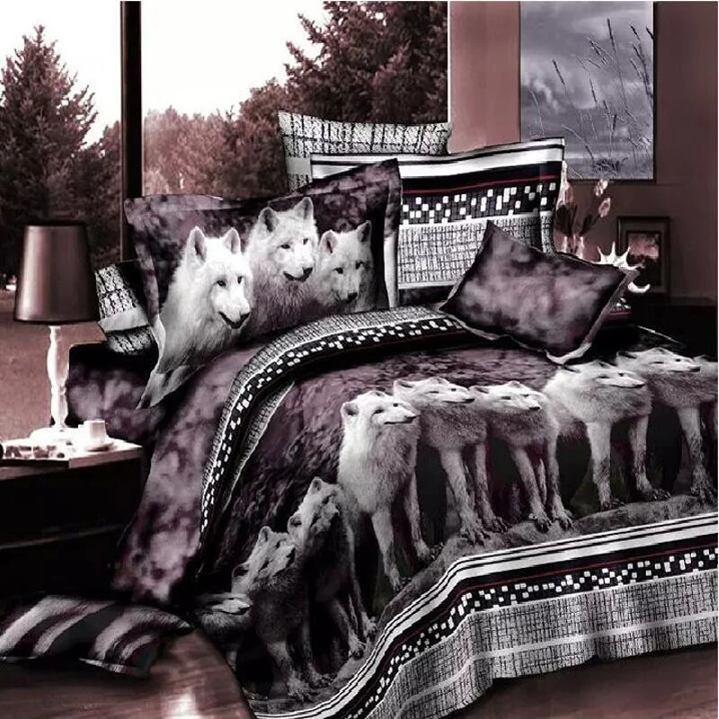 3D Bedding Animal Pattern Wolf king Size Beddings Set Bed Duvet Cover Sheets Pillow Casers Twin