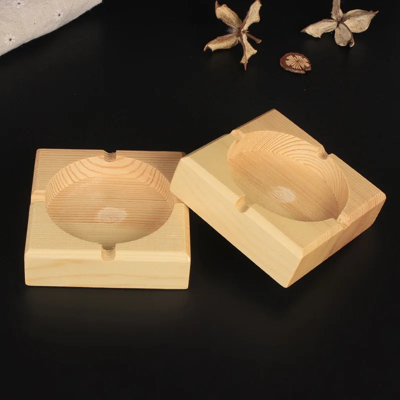 

20pcs Natural Solid Wood Square Ashtray W9635