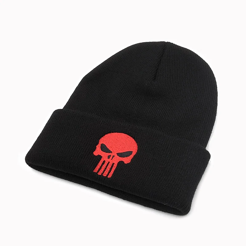 Мужская зимняя трикотажная шапка с вышивкой черные шапочки|Мужская Skullies &