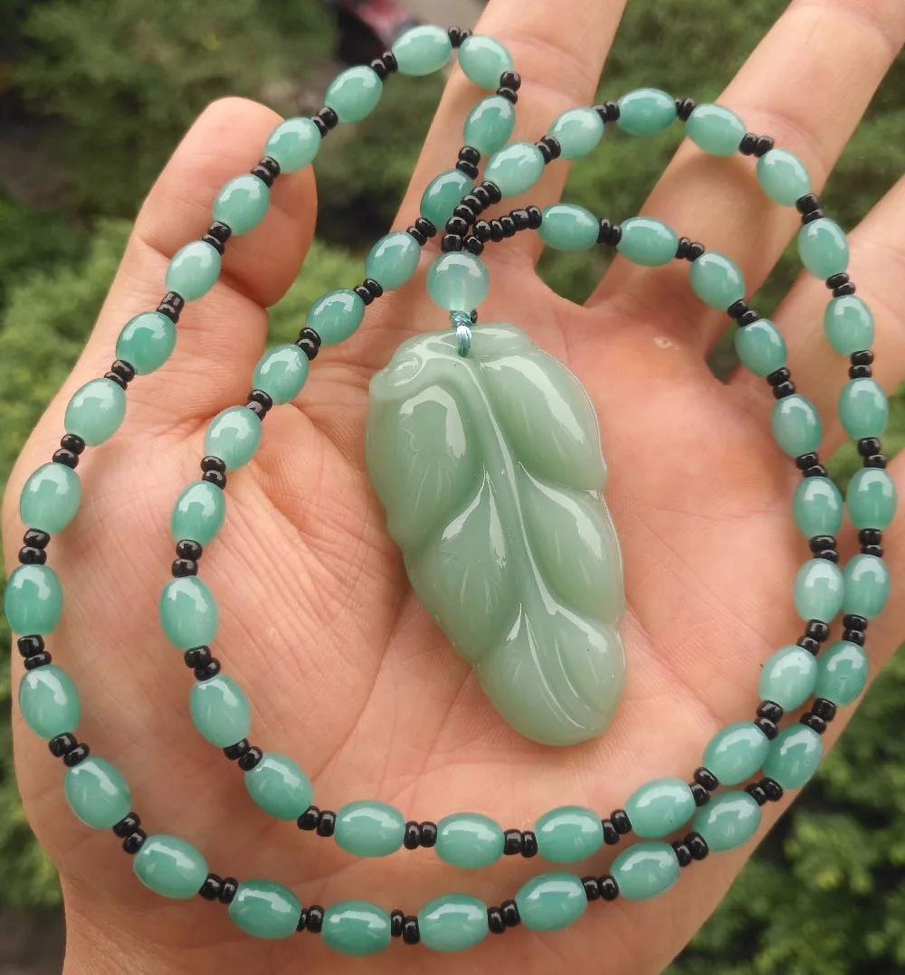 Handcraft Glass Crystal Lampwork beads Leaf Pendant Necklace 26&quot | Украшения и аксессуары