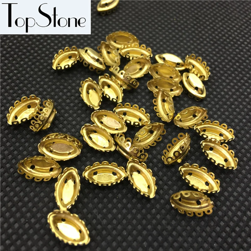 

Navette Lace Settings Raw Brass Claws 4Holes 7x15mm 5x10mm Marquise Shaped Metal Claw for setting fancy stones