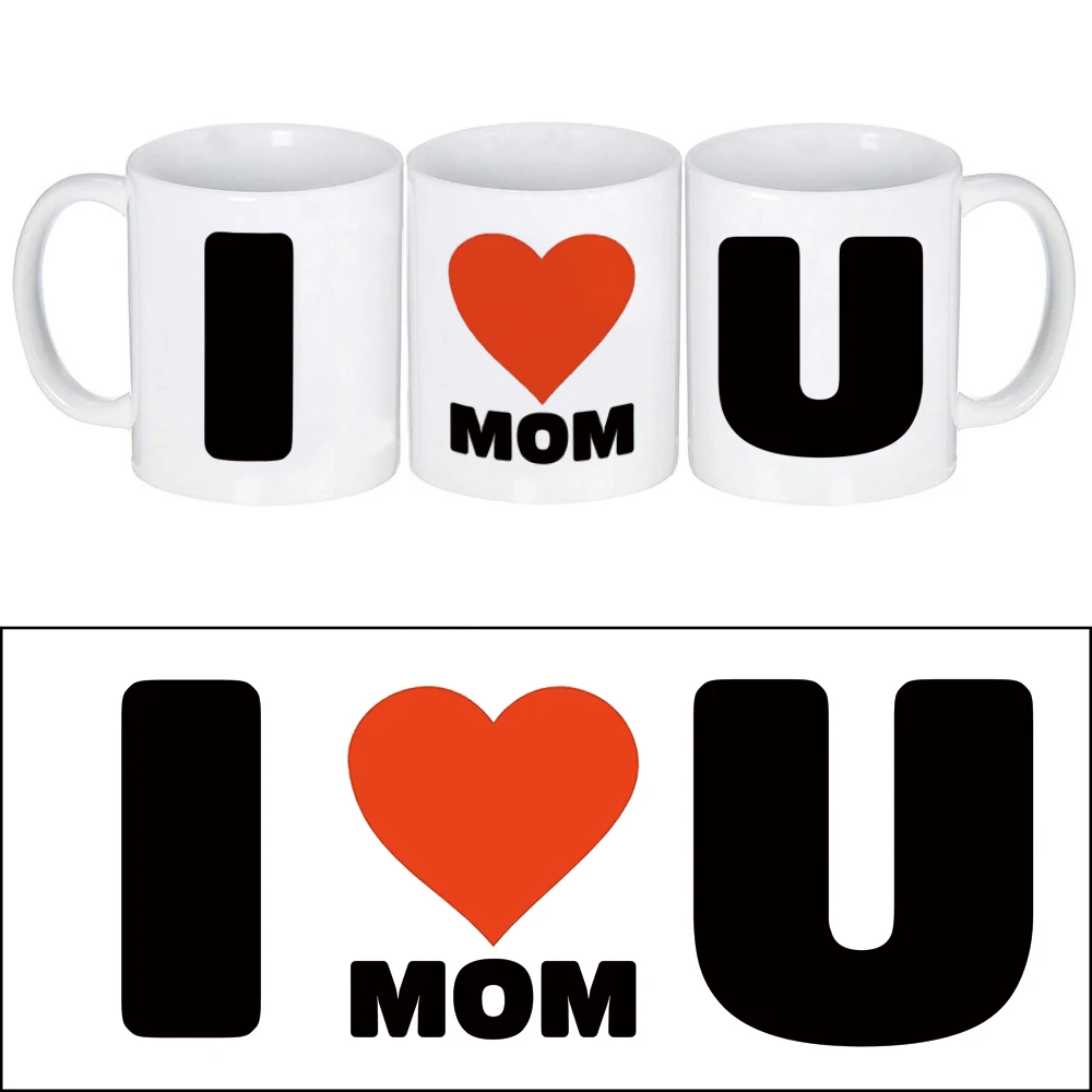 

I LOVE U MOM, Gift for Dear Mom, White Ceramic Coffee Mug Milk Cup for Tea Water Beer