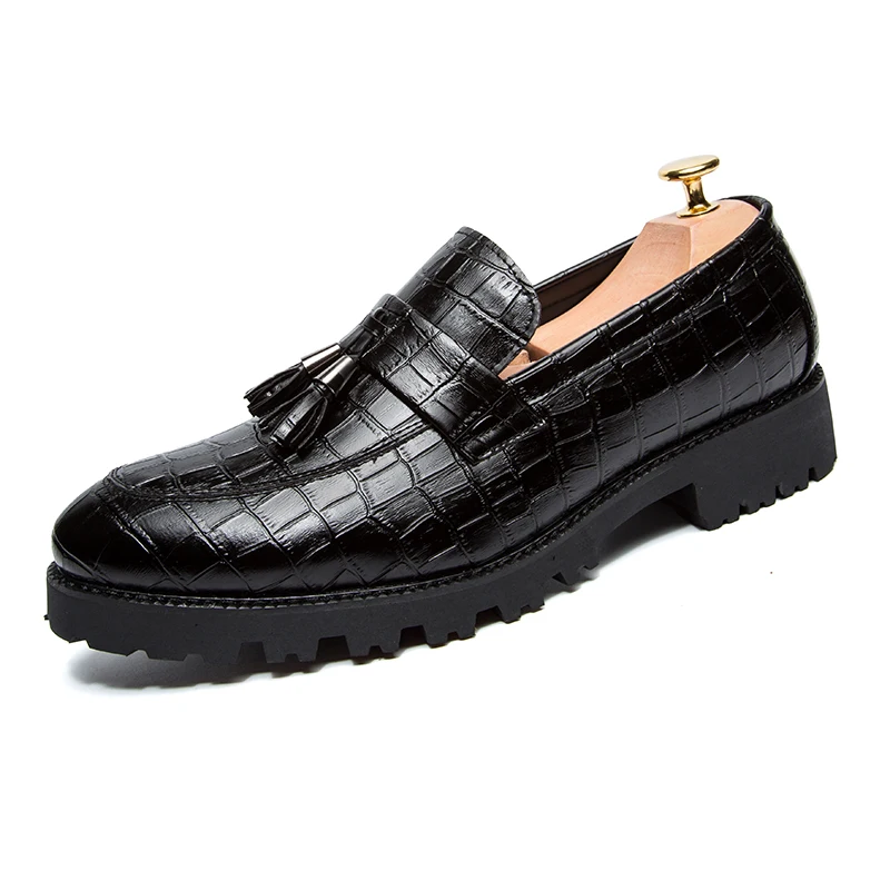 fashion snake skin platform men shoes patent leather luxury brand tassel wedding dress foowear fish brogue oxford shoes for men (3)