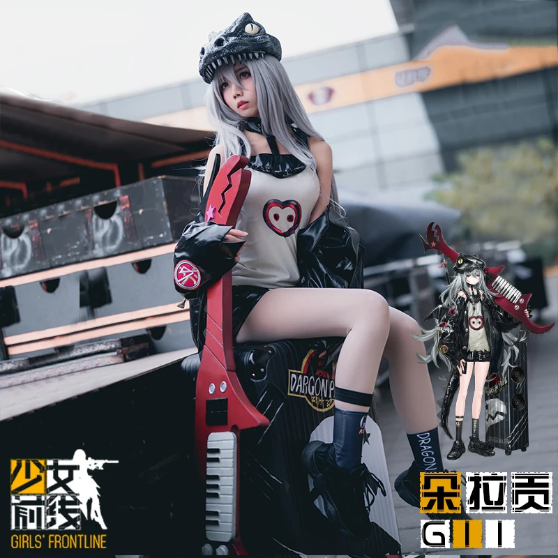 Аниме! Женский боевой костюм G11 Jr. Rock Skin Готическая униформа из искусственной кожи