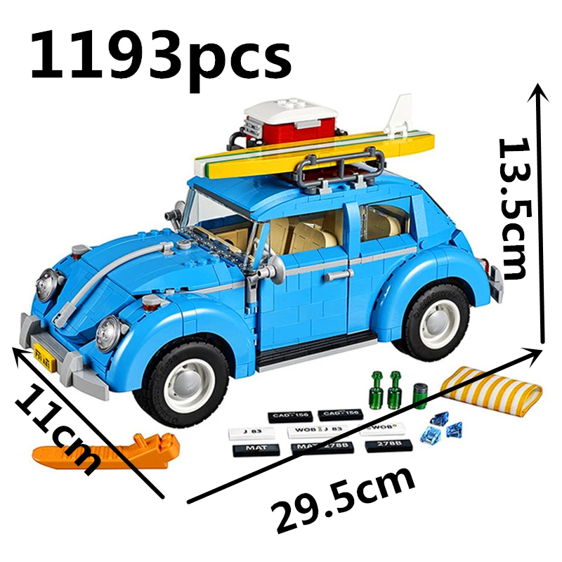 Technic Series 10252 Technic Model  Beetle Model Building Blocks Bricks Blue Car Toy Kid Gift Set